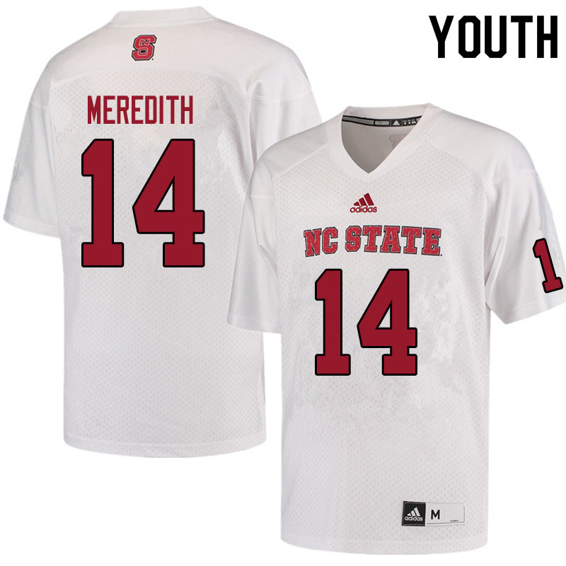 Youth #14 Nehki Meredith NC State Wolfpack College Football Jerseys Sale-White